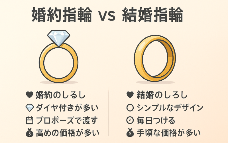 婚約指輪と結婚指輪の違いを比較