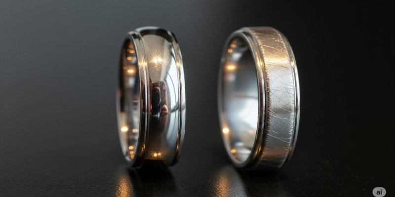 傷つきやすい鏡面仕上げの指輪