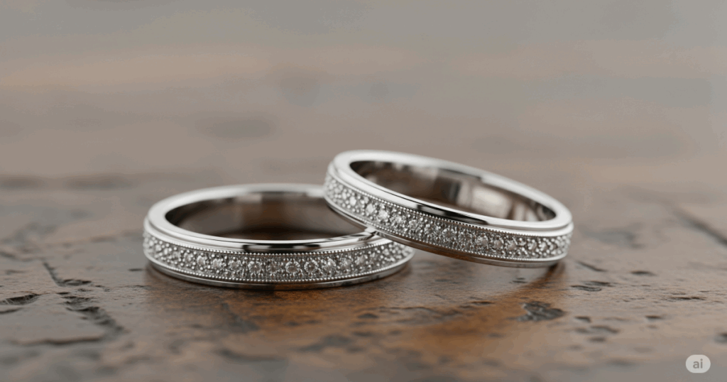 ダイヤモンドシライシのミル打ちリング