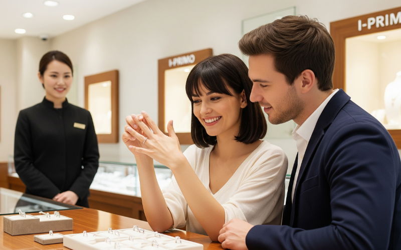 アイプリモの指輪を試着する様子