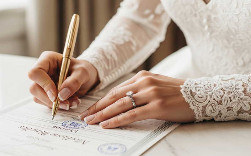 アイプリモの結婚指輪をつけた誇らしい手