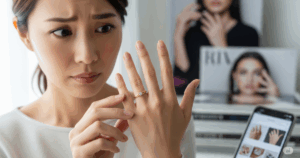 アイプリモの指輪がダサいか悩む女性のイメージ